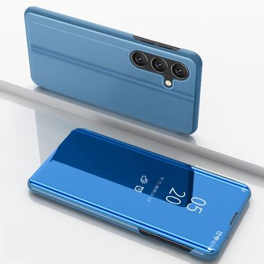 Knižkové púzdro Electroplating Mirror na Galaxy A55 5G - Modrá