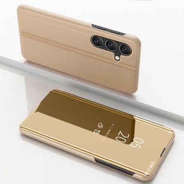 Knižkové púzdro Electroplating Mirror na Galaxy A55 5G - Zlatá