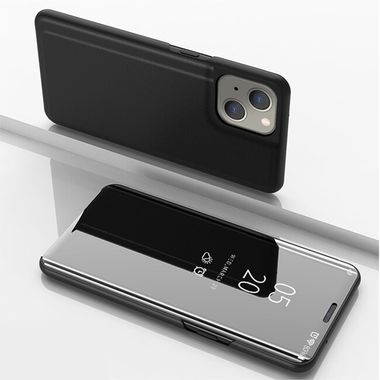 Knižkové puzdro Electroplating Mirror na iPhone 13 Mini - Čierna