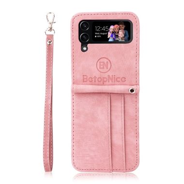 Kožený kryt BETOPNICE Buckle na Samsung Galaxy Z Flip4 - Ružová
