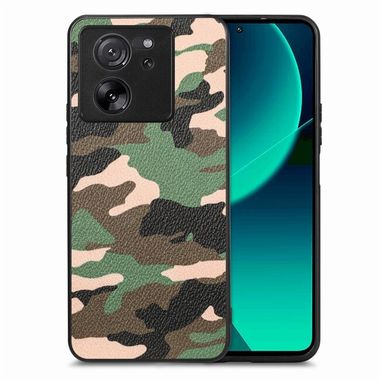 Kožený kryt Camouflage na Xiaomi 13T / 13T Pro - Zelená