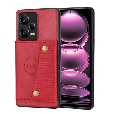 Kožený kryt Double Buckle na Xiaomi Redmi Note 12 Pro+ 5G - Červená