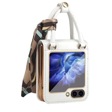 Kožený kryt Handbag na Samsung Galaxy Z Flip 5 - Biela