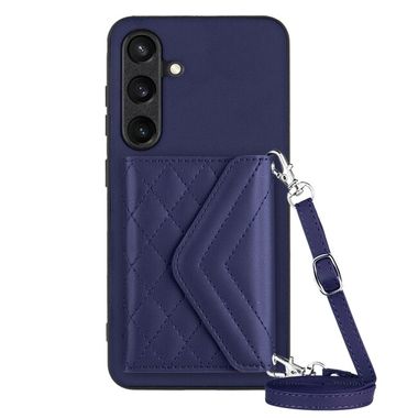 Kožený kryt Rhombic Bag na Samsung Galaxy S24 Plus 5G - Tmavo fialová