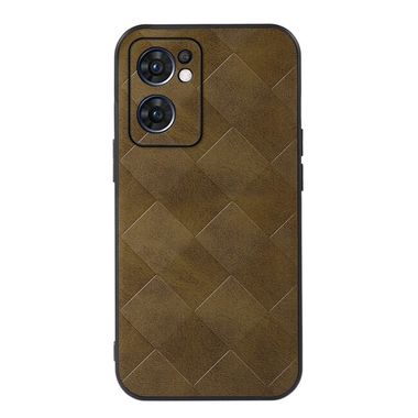 Kožený kryt Weave na Oppo Reno 7 5G - Zelená