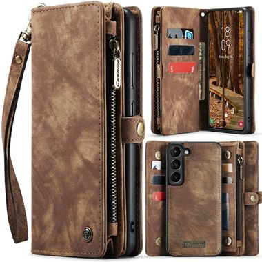 Multifunkčné peňaženkové puzdro CaseMe Detachable na Samsung Galaxy S24 5G - Hnedá