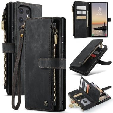 Multifunkčné peňaženkové puzdro CaseMe Zipper na Samsung Galaxy S24 Ultra 5G - Čierna