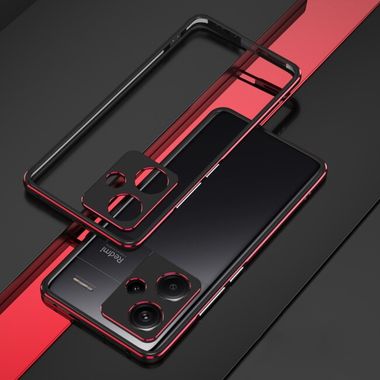 Ochranný kryt metal Aurora na Xiaomi Redmi Note 13 Pro+ - Čierno červená