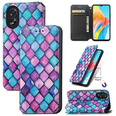 Peňaženkové 3D puzdro CaseNeo na Oppo A38 - Purple Scales