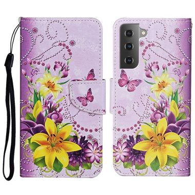 Peňaženkové 3D puzdro DRAWING na Samsung Galaxy S23 Plus 5G – Žltý kvet a motýľ