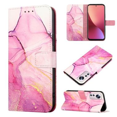 Peňaženkové 3D puzdro MARBLE na Xiaomi 12 Lite – Ružovo-fialovo-zlatá