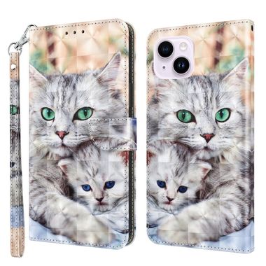 Peňaženkové 3D puzdro na iPhone 15 Plus - Two Loving Cats