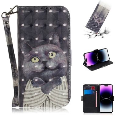 Peňaženkové 3D puzdro na iPhone 15 Pro Max - Hug Cat