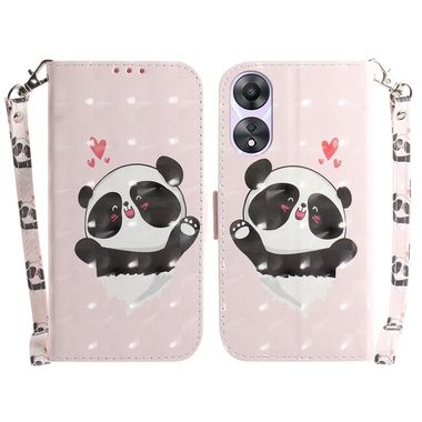 Peňaženkové 3D puzdro na Oppo A58 5G - Heart Panda