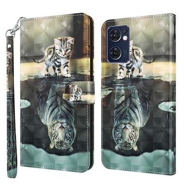 Peňaženkové 3D puzdro na Oppo Reno 7 5G - Cat Tiger