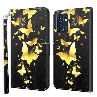 Peňaženkové 3D puzdro na Oppo Reno 7 5G - Gold Butterfly