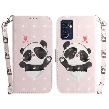 Peňaženkové 3D puzdro na Oppo Reno 7 5G - Heart Panda