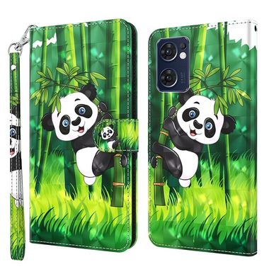 Peňaženkové 3D puzdro na Oppo Reno 7 5G - Panda Climbing Bamboo