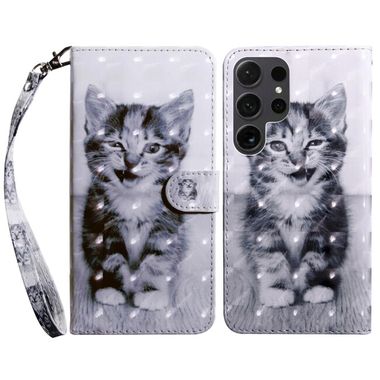 Peňaženkové 3D puzdro na Samsung Galaxy S24 Ultra 5G - Smile Cat