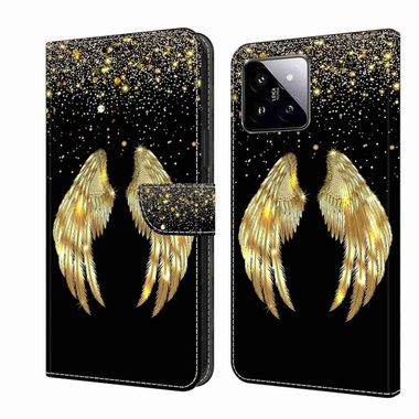 Peňaženkové 3D puzdro na Xiaomi 14 Pro - Golden Wings