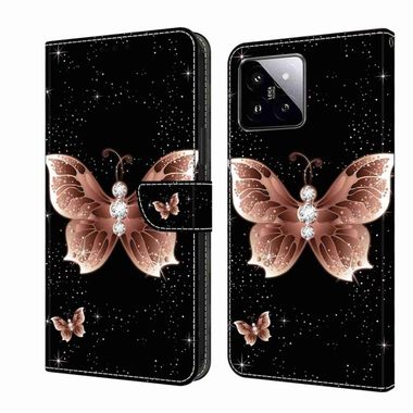 Peňaženkové 3D puzdro na Xiaomi 14 Pro - Pink Diamond Butterfly