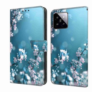 Peňaženkové 3D puzdro na Xiaomi 14 Pro - Plum Flower