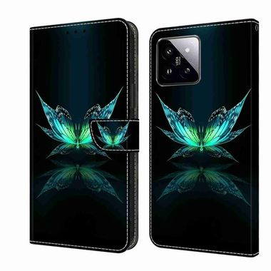 Peňaženkové 3D puzdro na Xiaomi 14 Pro - Reflection Butterfly