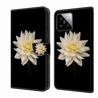 Peňaženkové 3D puzdro na Xiaomi 14 Pro - White Flower