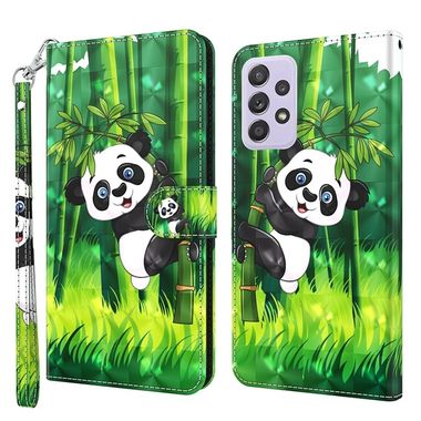 Peňaženkové 3D puzdro PATTERN na Samsung Galaxy A23 5G - Panda a bambus