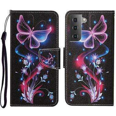 Peňaženkové 3D puzdro PATTERN na Samsung Galaxy S23 5G – Fluorescenčný motýľ
