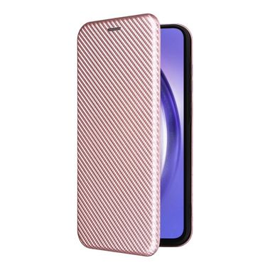 Peňaženkové Carbon Fibre puzdro na Galaxy A55 5G - Ružová