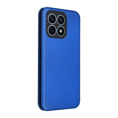 Peňaženkové Carbon Fibre puzdro na Honor X8a – Modrá