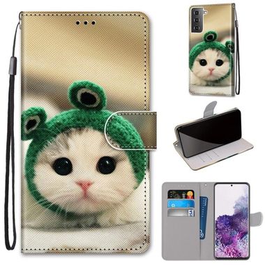 Peňaženkové kožené DRAWING puzdro na Samsung Galaxy S21 Plus 5G - Frog Kitten