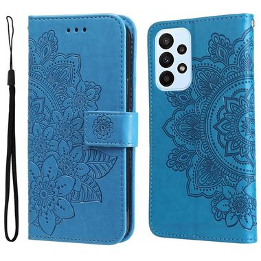 Peňaženkové kožené puzdro 7-PETAL na Samsung Galaxy A23 5G - Modrá