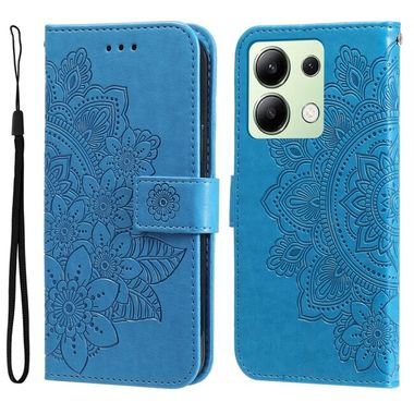 Peňaženkové kožené puzdro 7-petals na Xiaomi Redmi Note 13 4G - Svetlo modrá
