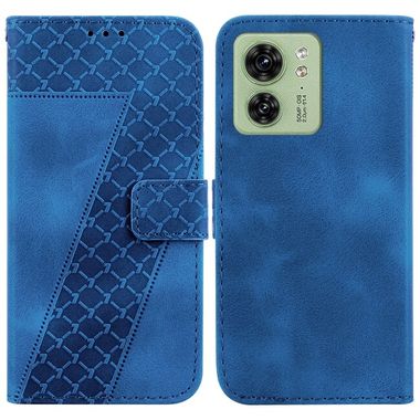 Peňaženkové kožené puzdro 7-shaped na Motorola Edge 40 - Modrá