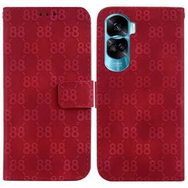 Peňaženkové kožené puzdro 8-shaped na Honor 90 Lite - Červená