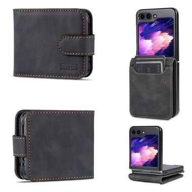 Peňaženkové kožené puzdro AZNS Dream na Samsung Galaxy Z Flip 5 - Čierna