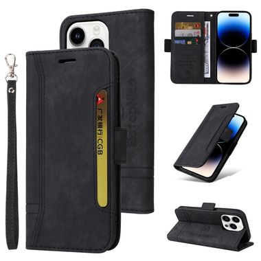 Peňaženkové kožené puzdro BETOPNICE Dual-side na iPhone 15 Pro Max - Čierna