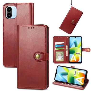 Peňaženkové kožené puzdro BUCKLE na Xiaomi Redmi A1 – Červená