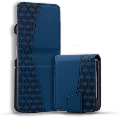 Peňaženkové kožené puzdro Business na Samsung Galaxy Z Flip 5 - Modrá