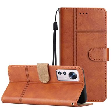 Peňaženkové kožené puzdro BUSINESS na Xiaomi 12 Lite – Hnedá