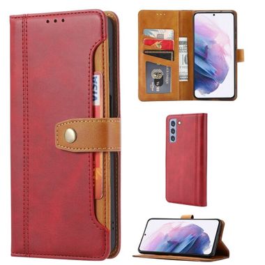 Peňaženkové kožené puzdro CALF na Samsung Galaxy S21 FE - Červená