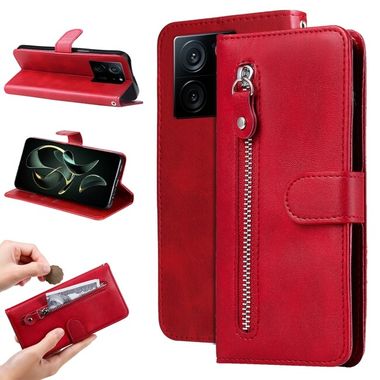 Peňaženkové kožené puzdro Calf na Xiaomi 13T / 13T Pro - Červená