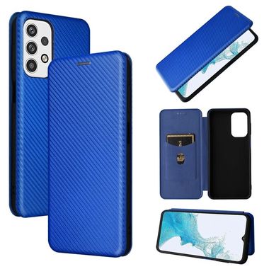 Peňaženkové kožené puzdro CARBON na Samsung Galaxy A23 5G - Modrá