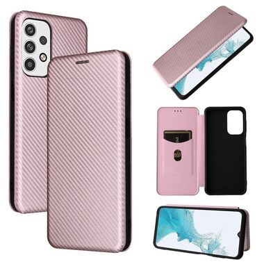 Peňaženkové kožené puzdro CARBON na Samsung Galaxy A23 5G - Ružová