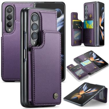 Peňaženkové kožené puzdro CaseMe Business na Samsung Galaxy Z Fold4 - Fialová