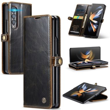 Peňaženkové kožené puzdro CaseMe Crazy Horse na Samsung Galaxy Z Fold4 - Kávová