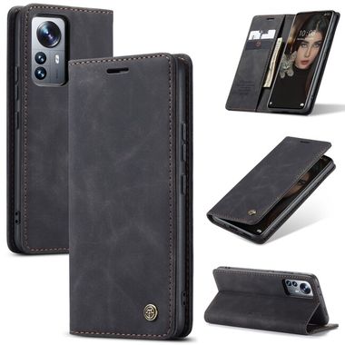 Peňaženkové kožené puzdro CaseMe na Xiaomi 12 Pro - Čierna