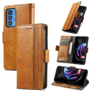 Peňaženkové kožené puzdro CaseNeo na Motorola Edge 20 Pro - Khaki